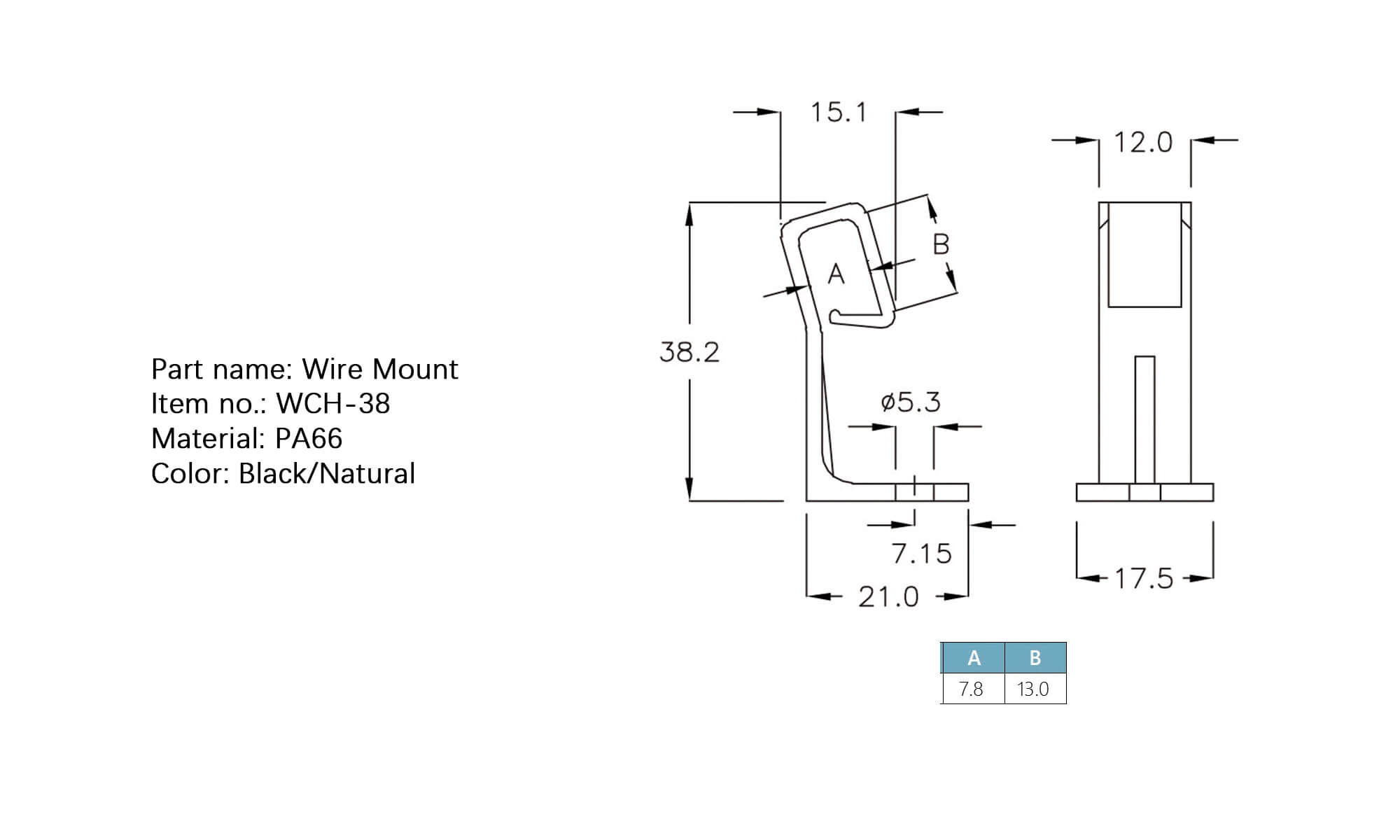 Plastic Wire Mount WCH-38